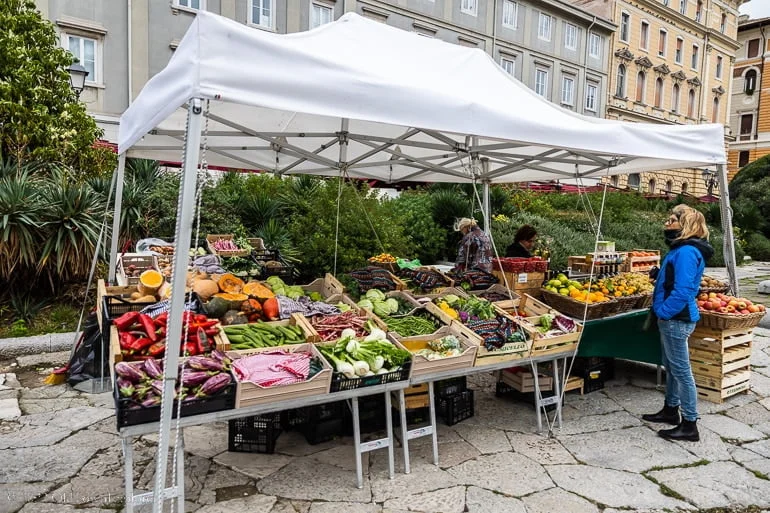 Market on the Grand Canal in Trieste, Italy