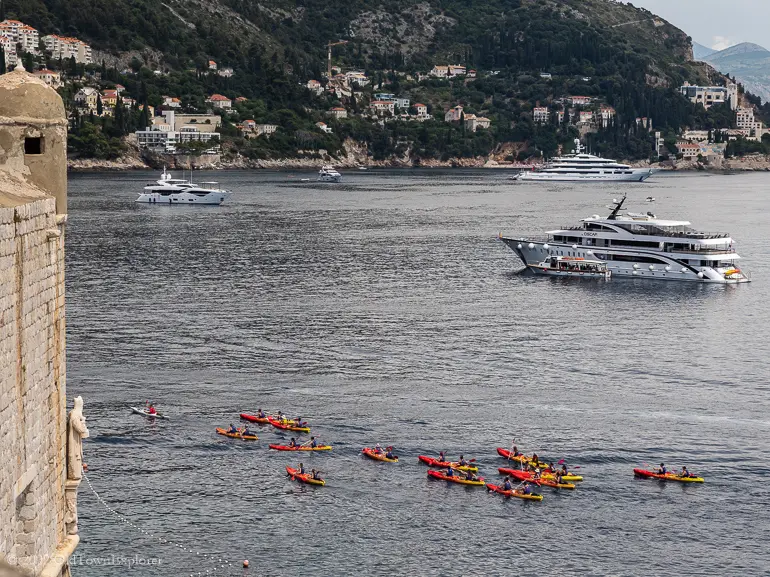 Kayaks on Adriatic Sea in Dubrovnik, Croatia