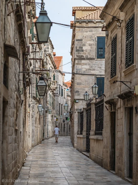 Narrow Streets of Old Town in Dubrovnik, Croatia