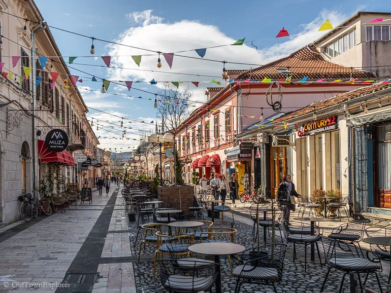 Kole Idromeno Street in Shkoder, Albania