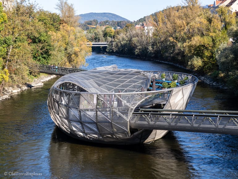 Island in the Mur in Graz, Austria