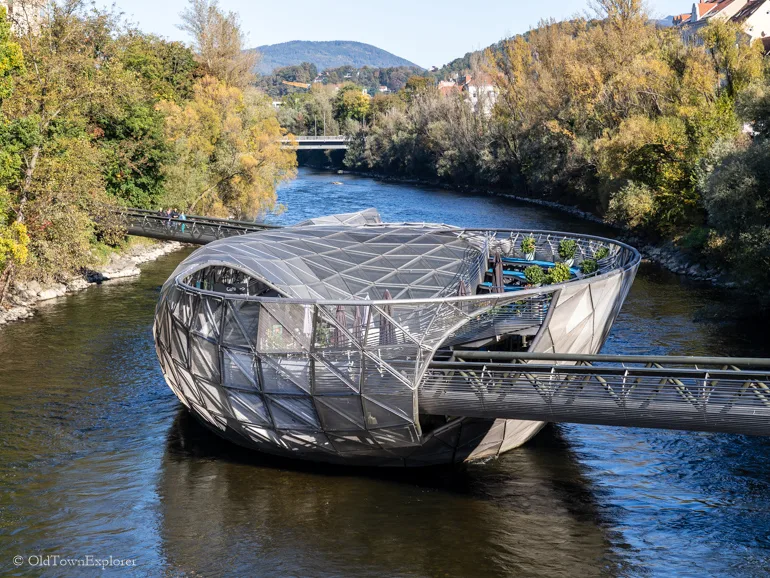 Island in the Mur in Graz, Austria